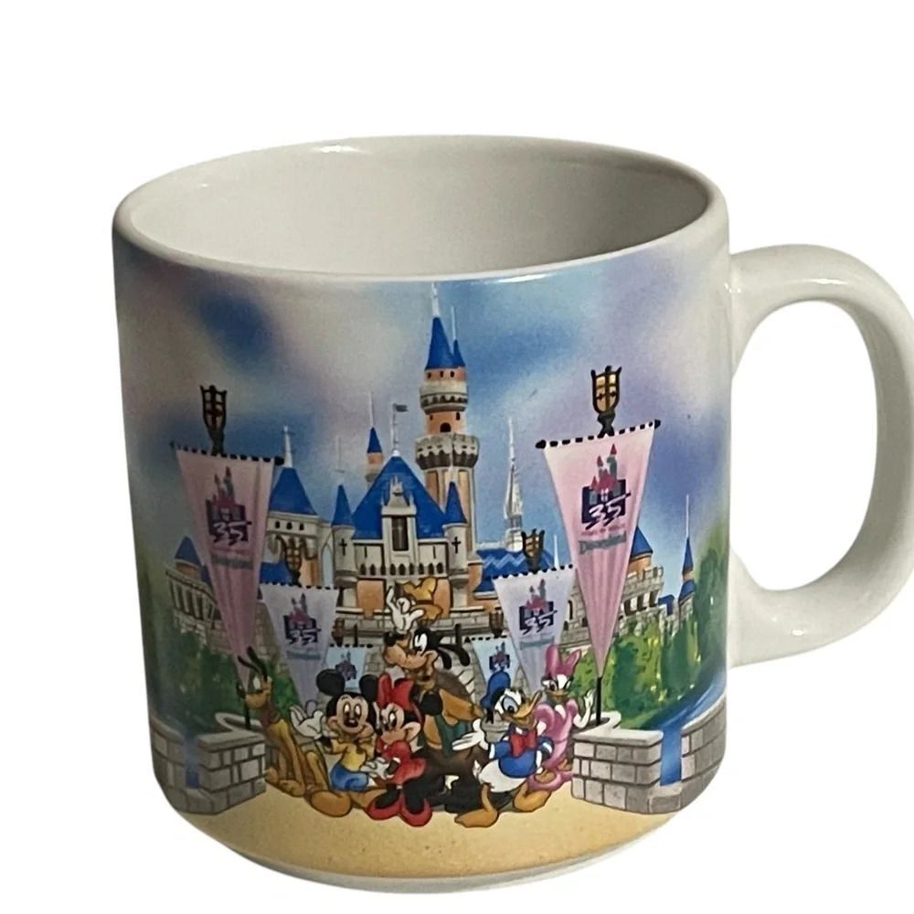 1990 Disneyland 35 Years of Magic Mug Castle Mickey Goofy Pluto Japan